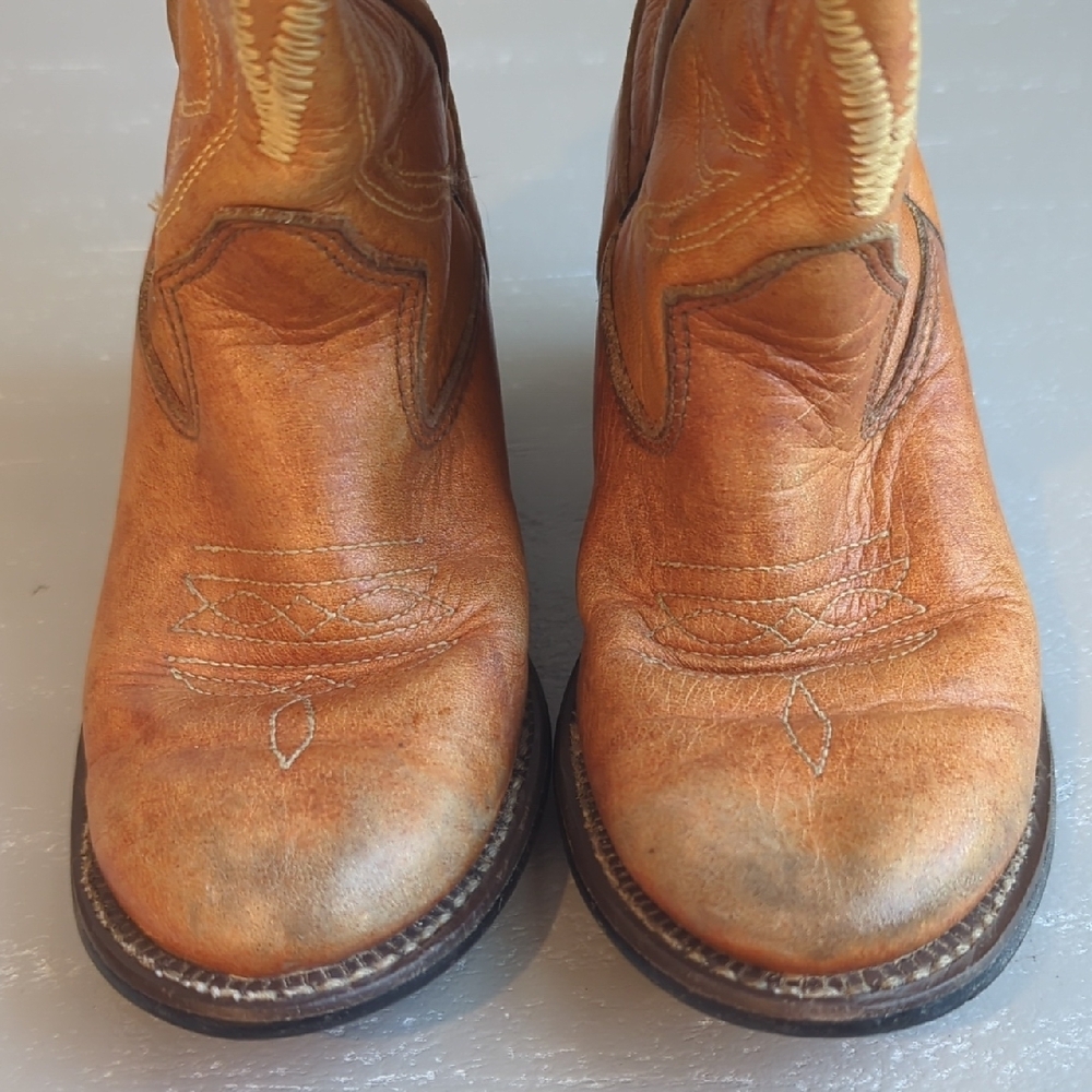 Vintage Cowboy Boots Kids‎ size 8.5 Brown Leather - Picture 3 of 6